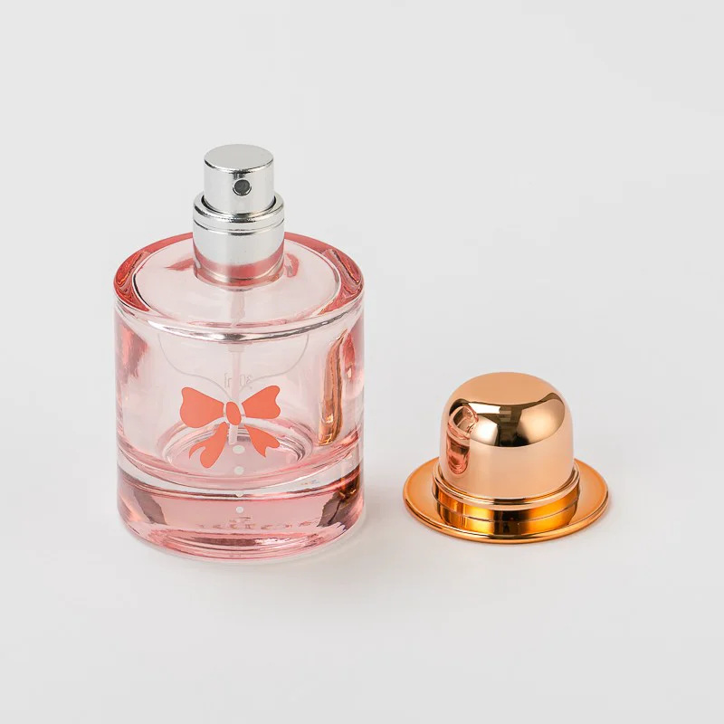 Wholesale 30ml home decor pink glass perfume bottle with hat cap