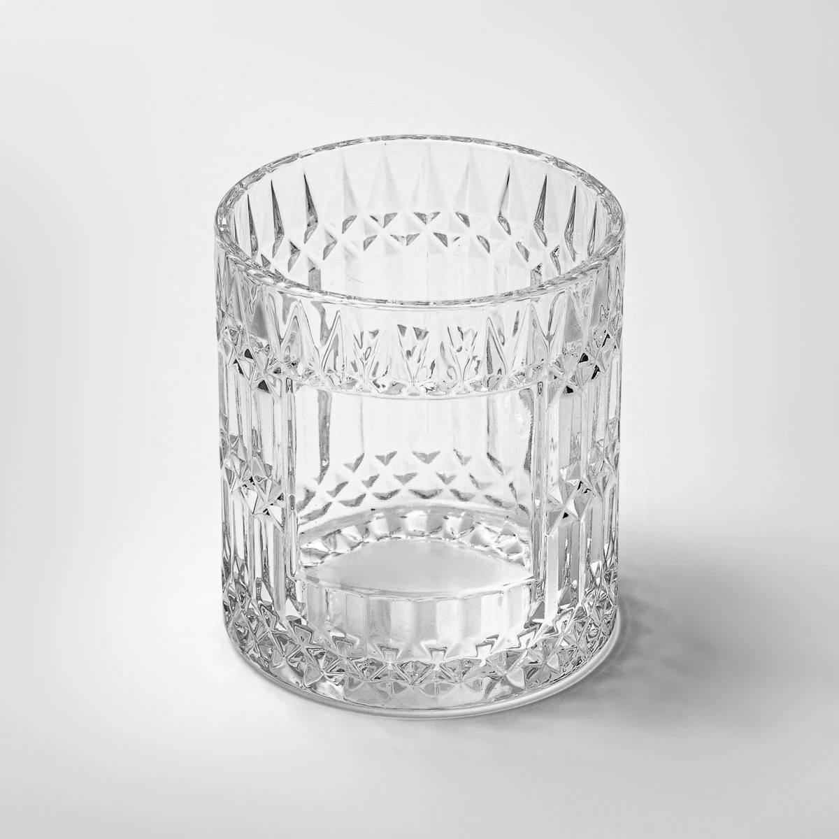 Custom Label Cylinder Embossed Glass Jar Empty Candle Holder for Candle Packaging