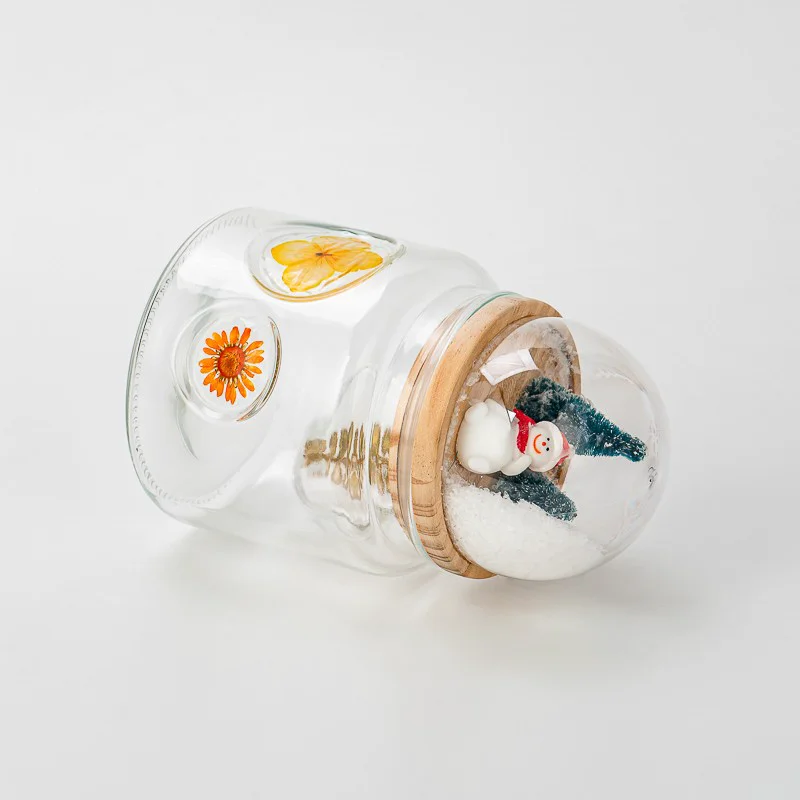 glass candle container with dome lid