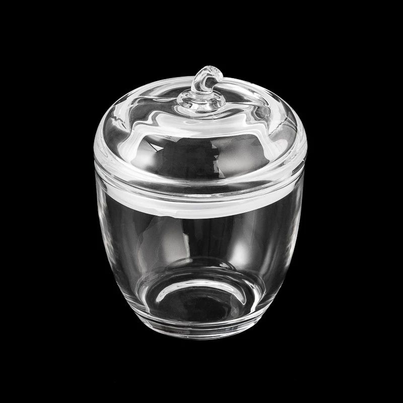 Veleprodajna staklena posuda za svijeće u obliku stošca od 545 ml s odgovarajućim staklenim poklopcima i ručkom