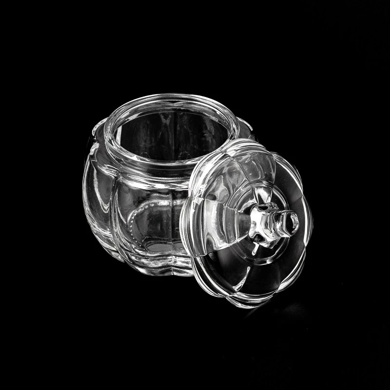 hot sale pumpkin Shaped Candle Glass Jar with Lid for Halloween