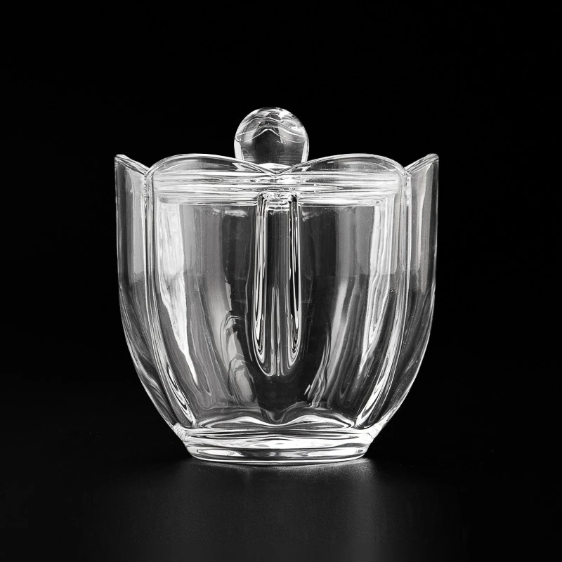 Wholesale 200ml flower shape glass jar with matched glass lids 