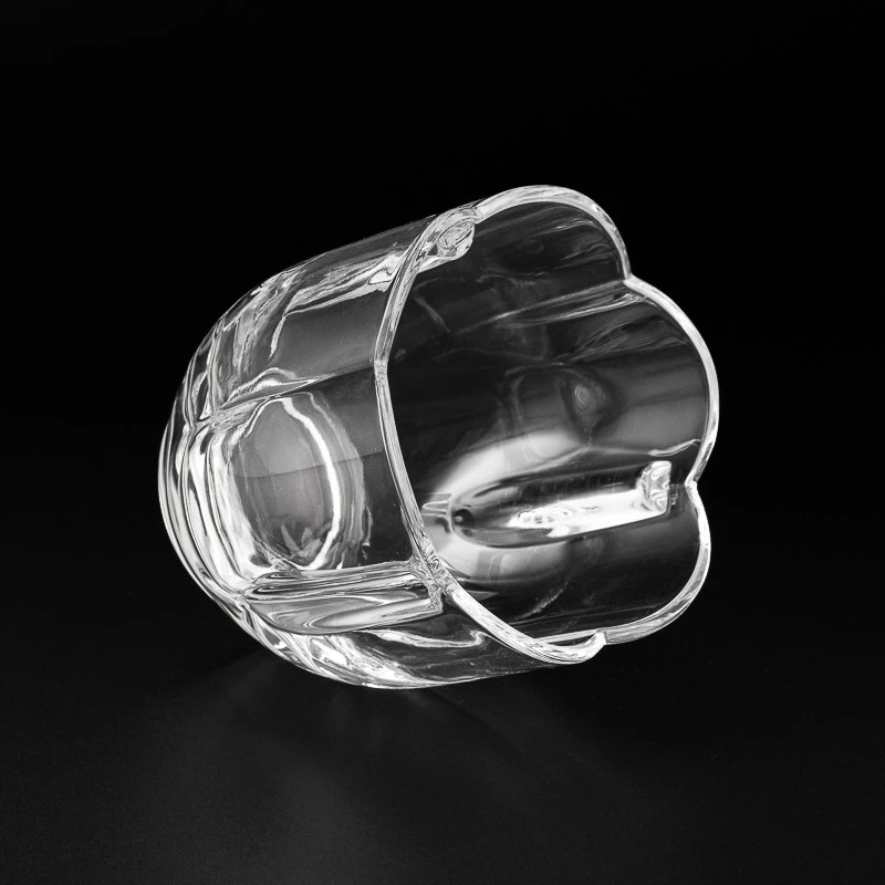 Wholesale 200ml flower shape glass jar with matched glass lids 