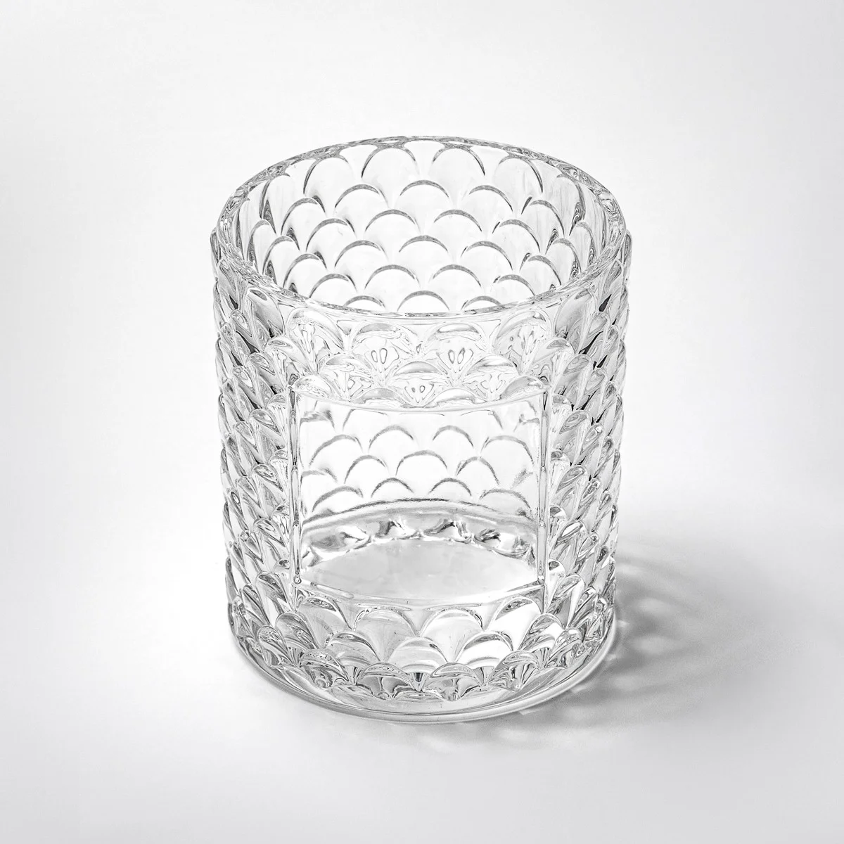 Custom Label Cylinder Embossed Glass Jar Empty Candle Holder for Candle Packaging - COPY - m6im0d