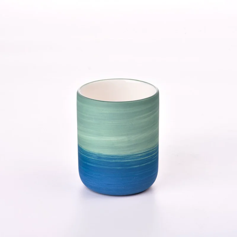 Retro Style Matte Blue Ceramic Candle Holder Supplier