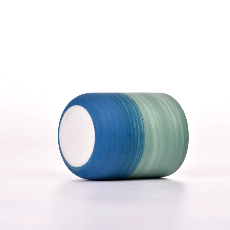 Retro Style Matte Blue Ceramic Candle Holder Supplier