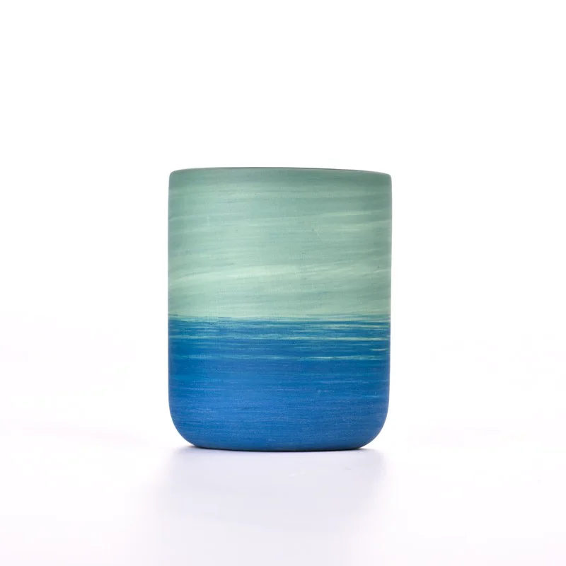 Retro Style Matte Blue Ceramic Candle Holder Supplier
