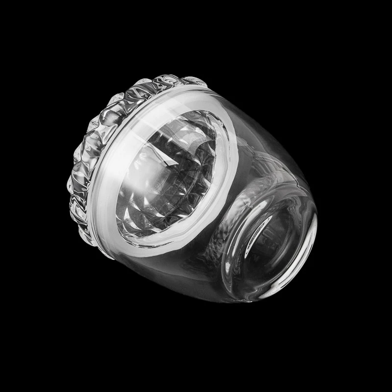 Supplier 10oz 12oz  pine cone shape glass candle jar with matched glass lids 