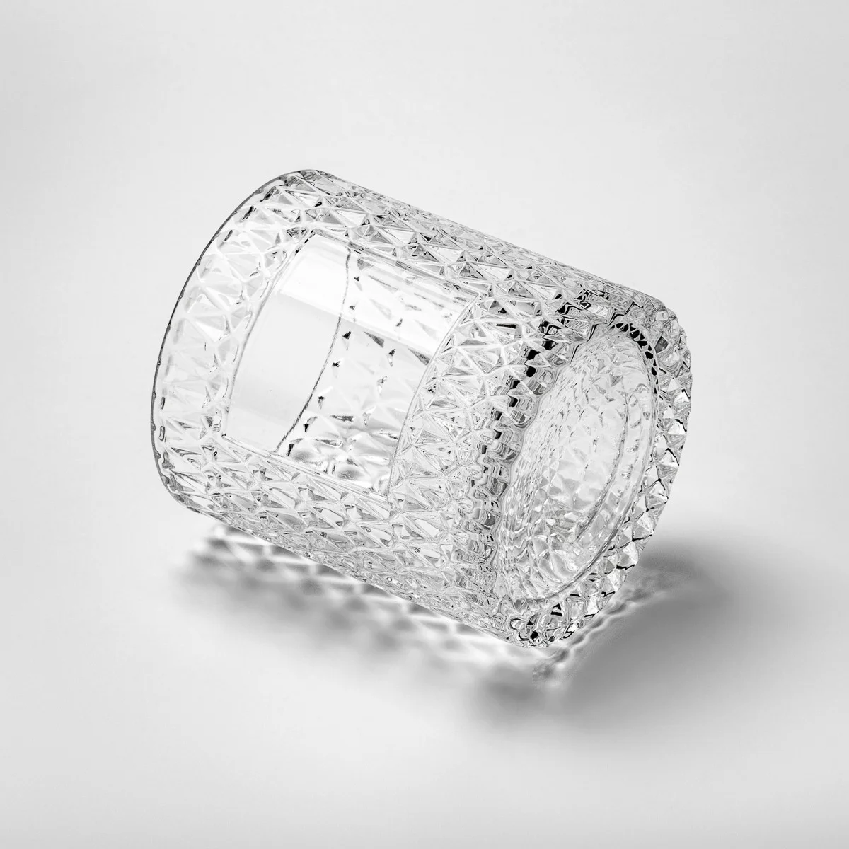 Emboss Surface Cylinder Glass Jar Empty Candle Jar for Candle Packaging