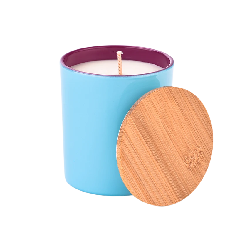 8oz blue color glass candle jar