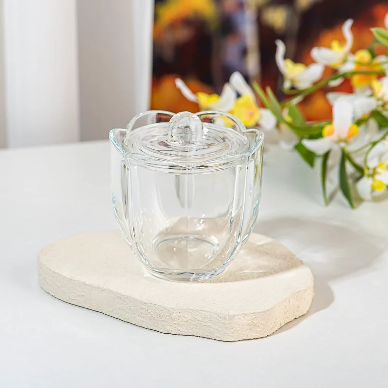 New Unique Style Customize Color Glass Vessel 6oz Empty Candle Holder with Lid