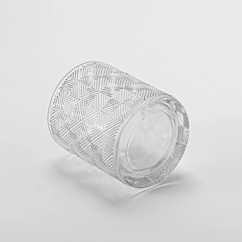 Luxury Texture Decor Transparent Glass Candle Jar for Candle Making