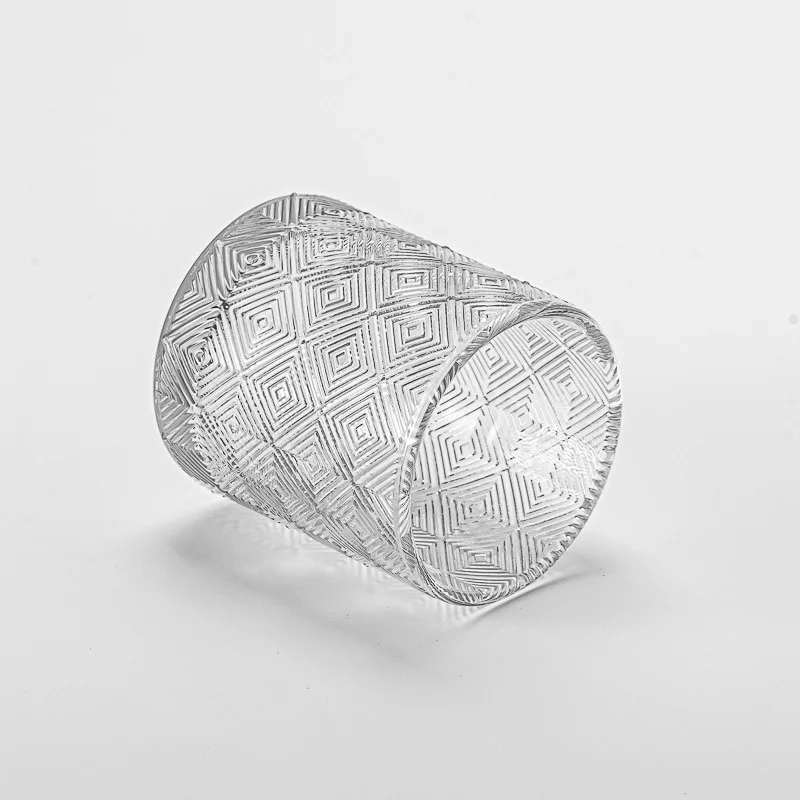 Luxury Texture Decor Transparent Glass Candle Jar for Candle Making