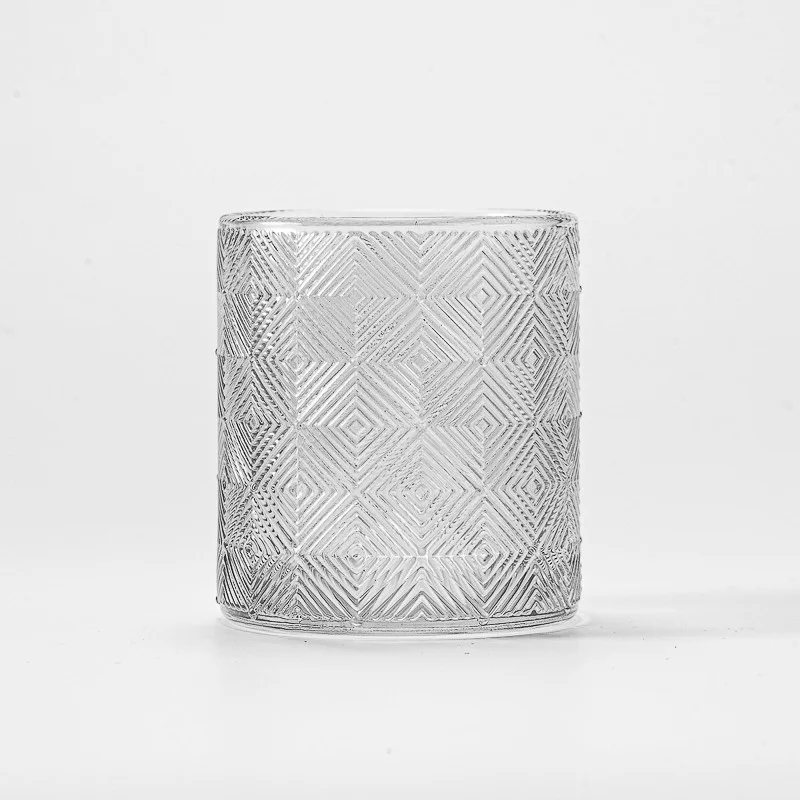 Luxury Texture Decor Transparent Glass Candle Jar for Candle Making