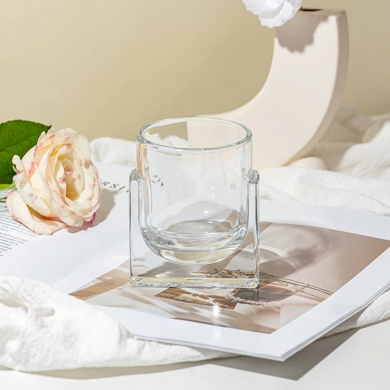 glass candle jar with base holder