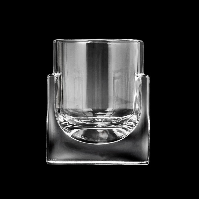 new glass candle jar with base holder