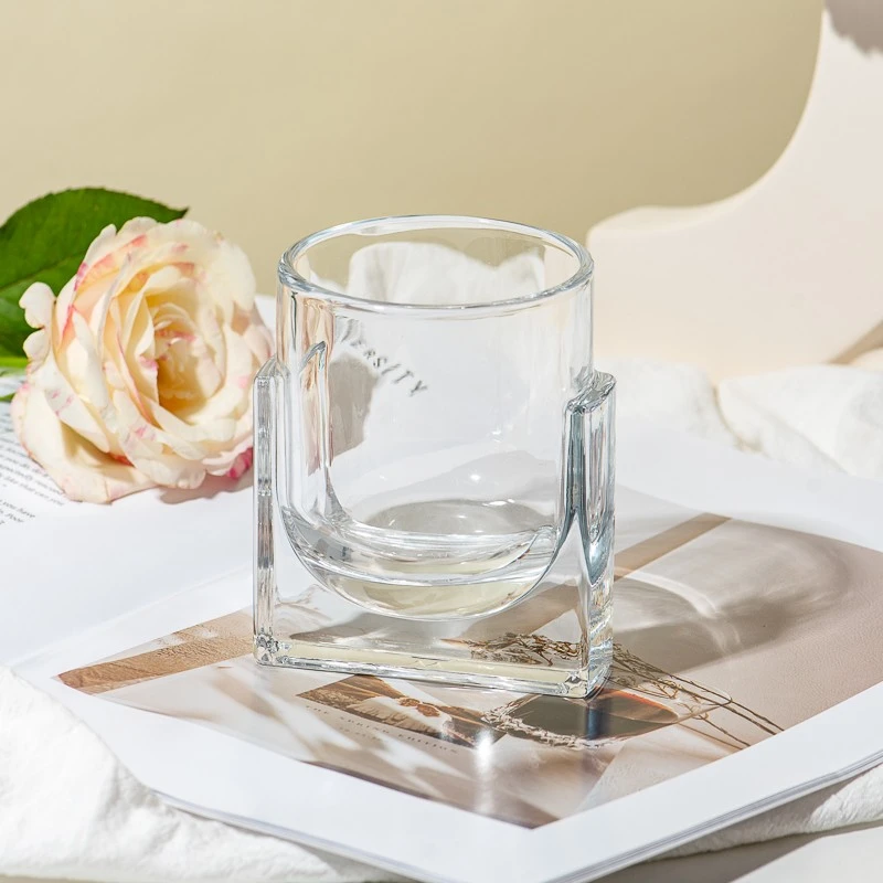 new glass candle jar with base holder