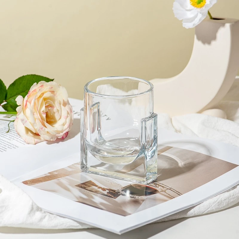 new glass candle jar with base holder