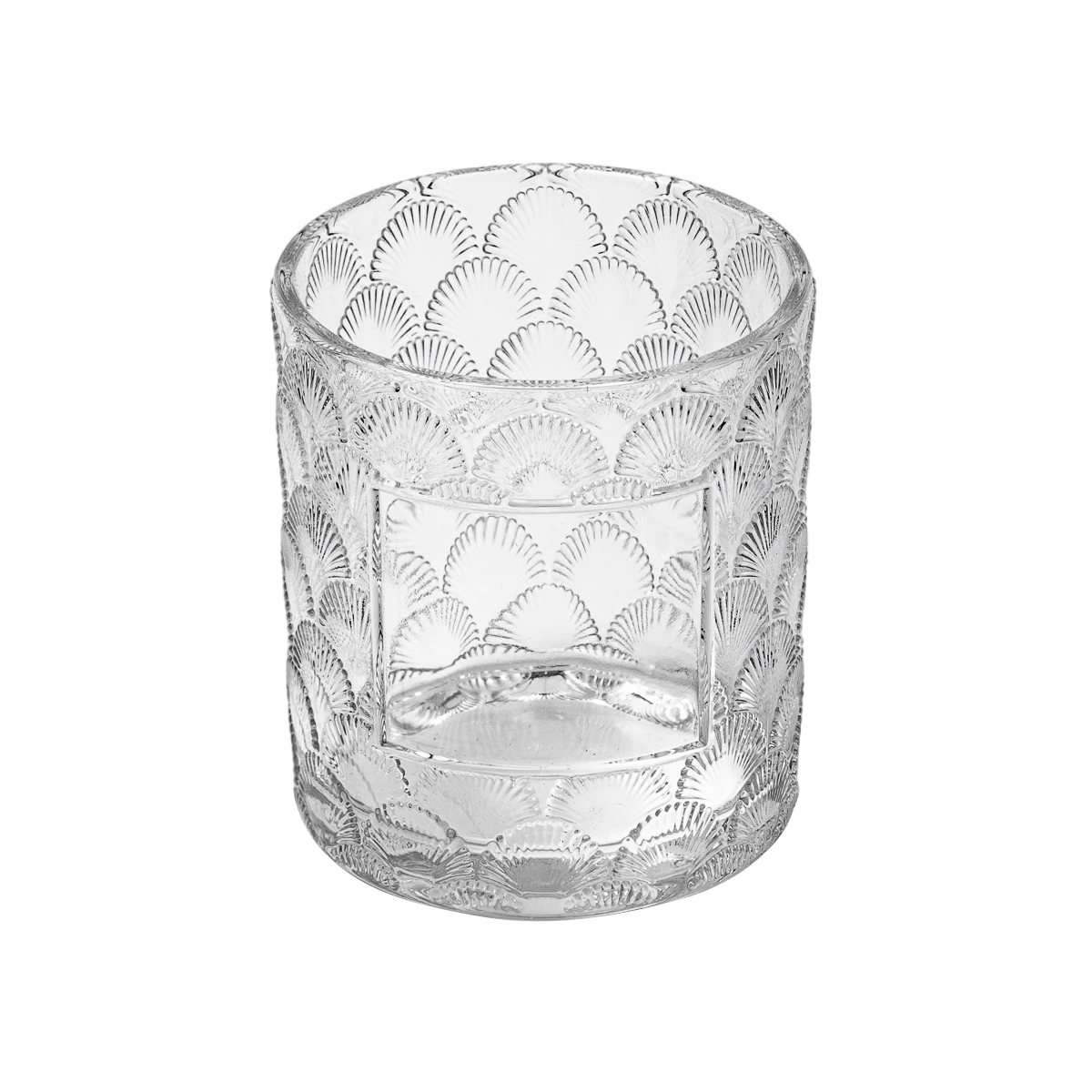 Ylellinen mukautettu kalasukkakuvioinen läpinäkyvä lasikynttiläpurkki