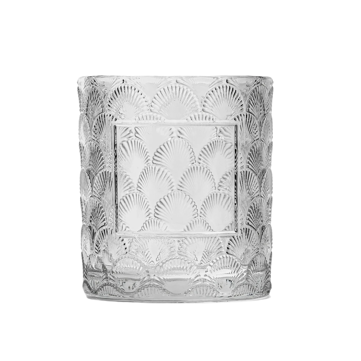 Ylellinen mukautettu kalasukkakuvioinen läpinäkyvä lasikynttiläpurkki