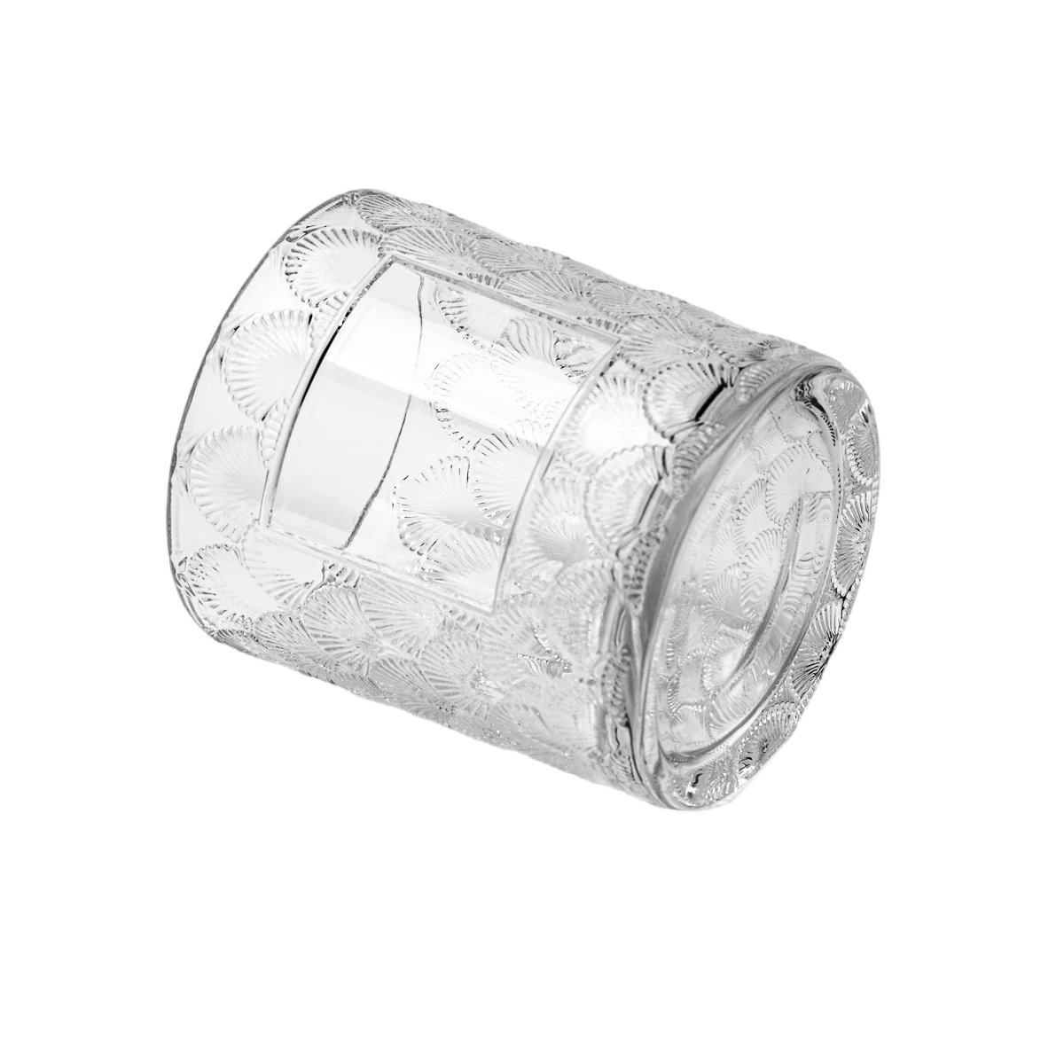 Ylellinen mukautettu kalasukkakuvioinen läpinäkyvä lasikynttiläpurkki