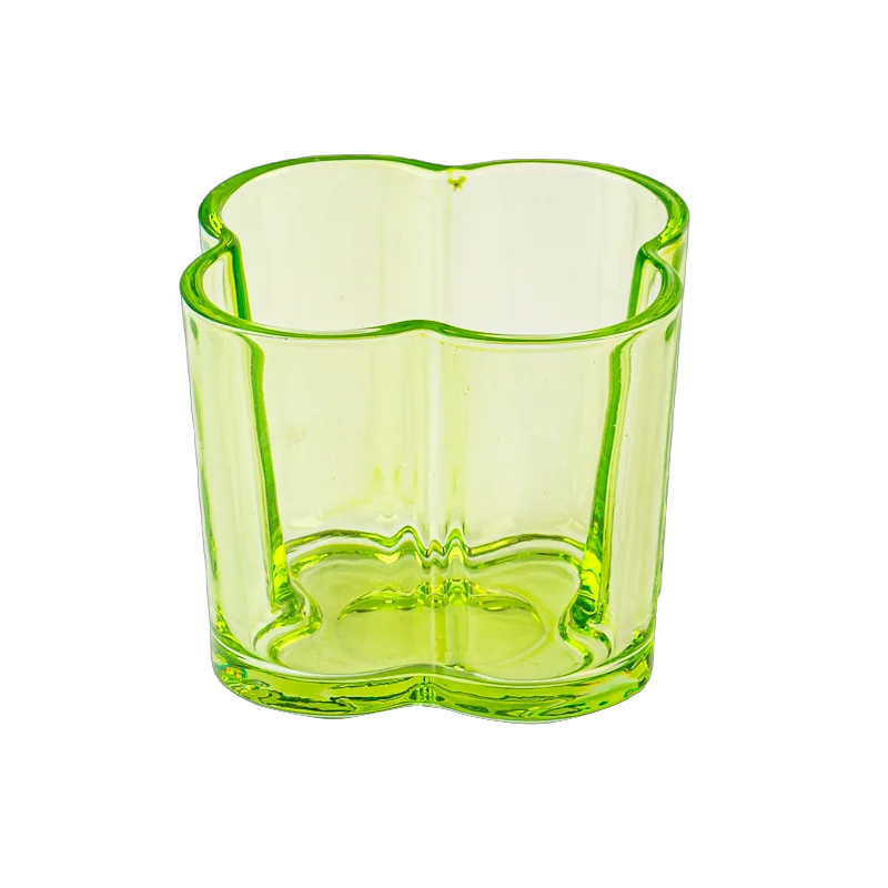 Wholesale 300ml custom color flower design glass candle jar with home decor