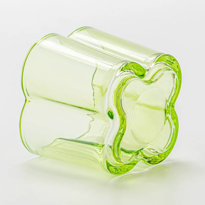 Wholesale 300ml custom color flower design glass candle jar with home decor