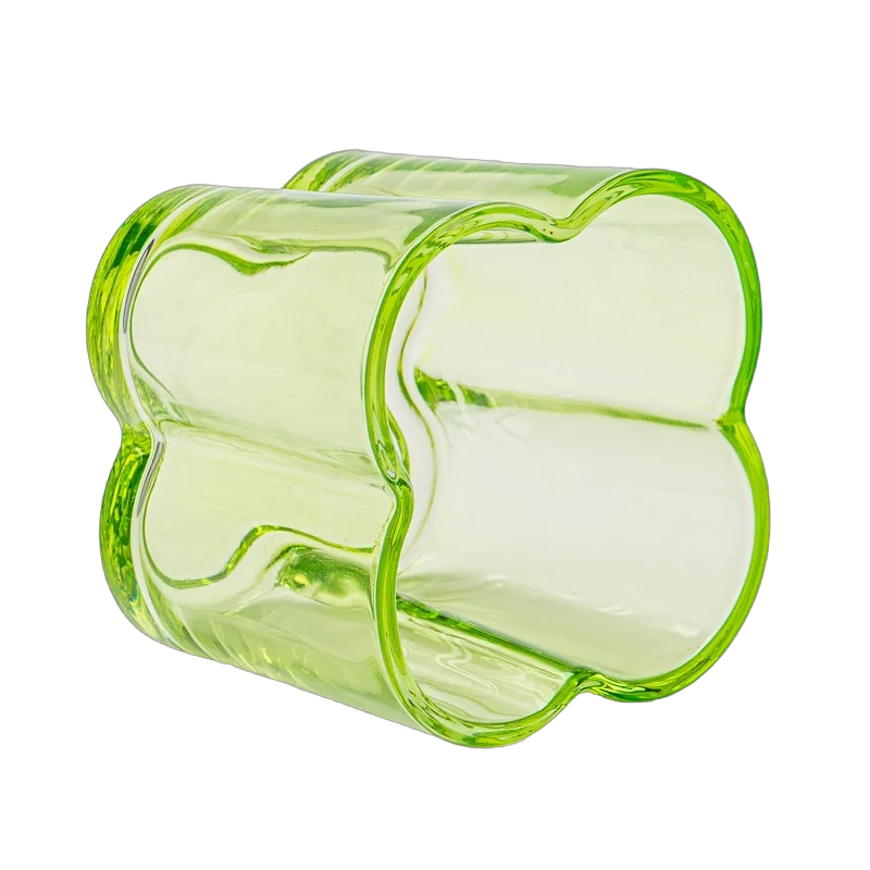 Wholesale 300ml custom color flower design glass candle jar with home decor