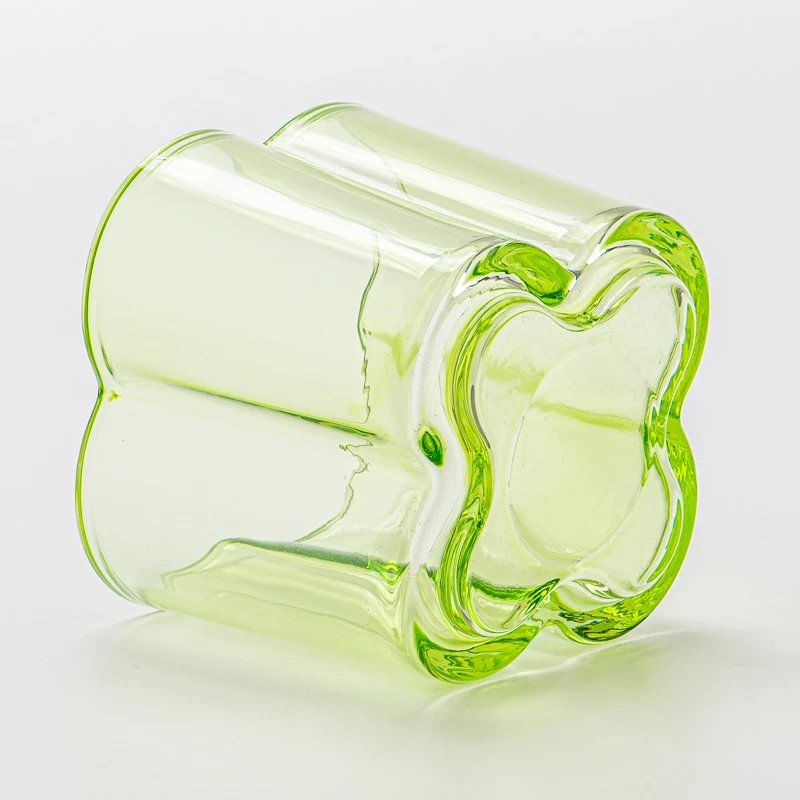 China Wholesale 300ml custom color flower design glass candle jar with home decor manufacturer