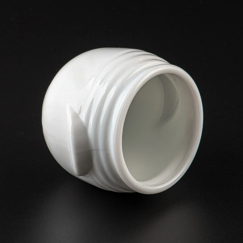 Portavelas de cristal con forma de huevo blanco, tarro para velas con asa