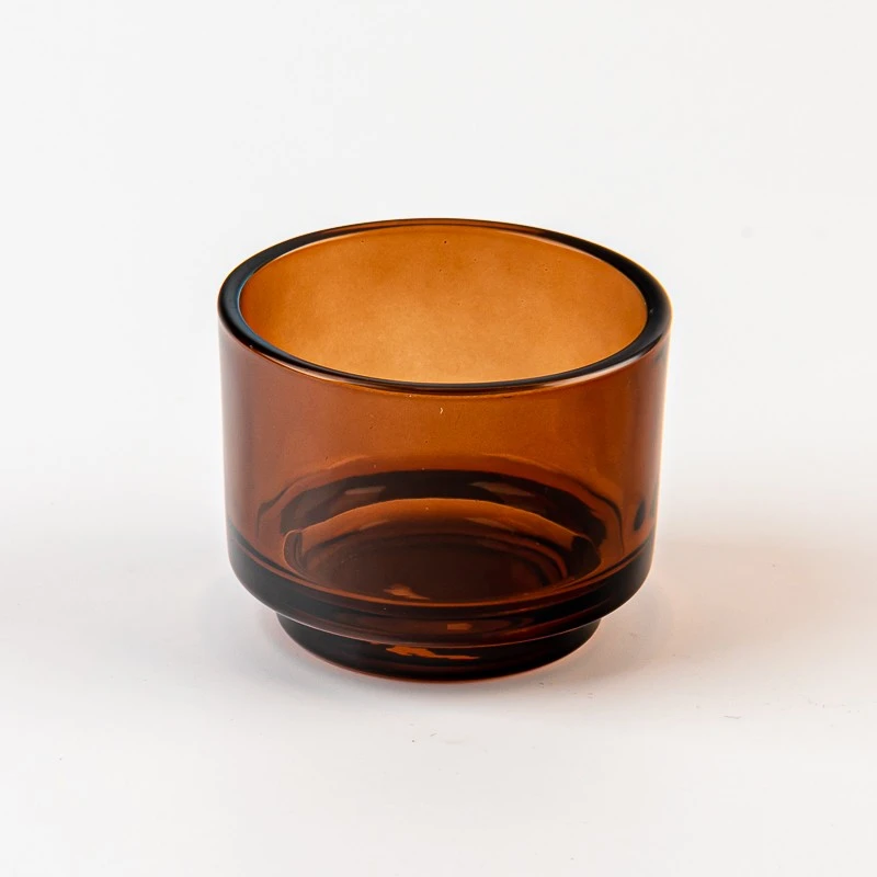Wholesale 145ml Transparent amber color glass candle jar with step 