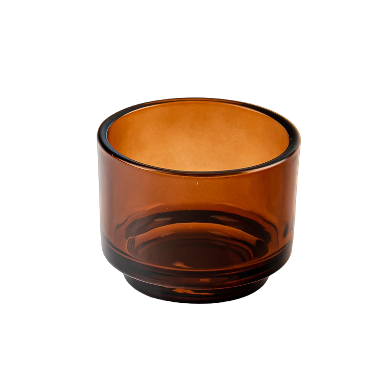 Wholesale 145ml Transparent amber color glass candle jar with step 