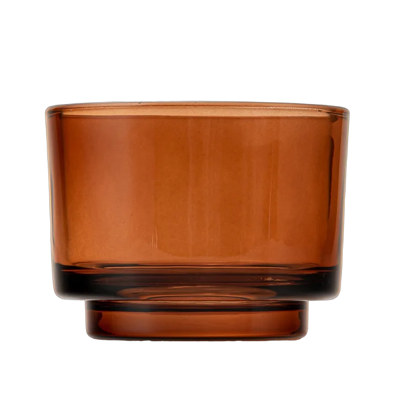 Wholesale 145ml Transparent amber color glass candle jar with step 