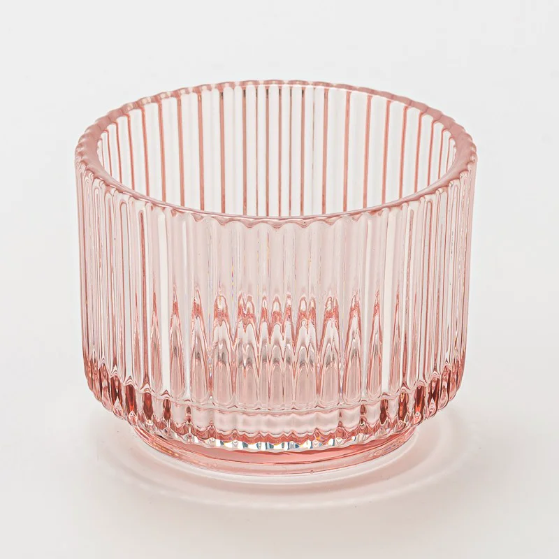  Pink Stripes color glass candle jar with step Valentine's Day
