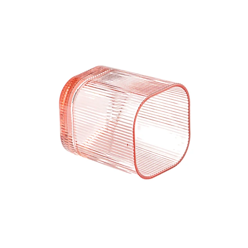 Wholesale square Shape Stripe Glass Candle Vessel with Valentine's Day