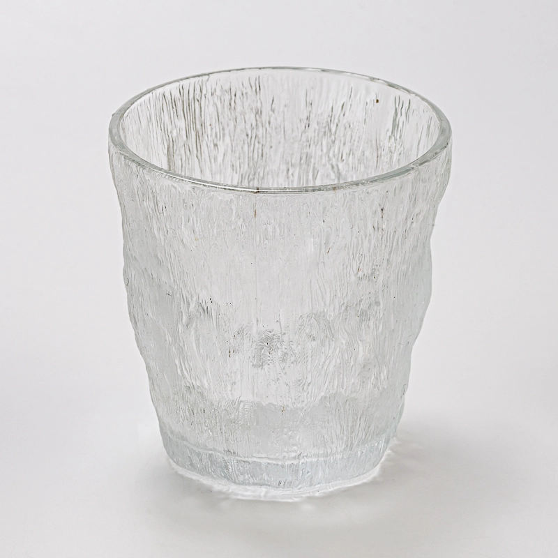 Luxury Embossed Finish Glass Cup Empty Candle Jar for Home Use