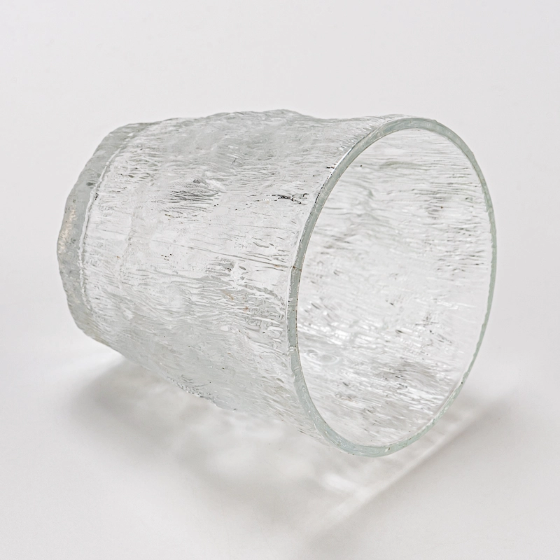 Luxury Embossed Finish Glass Cup Empty Candle Jar for Home Use