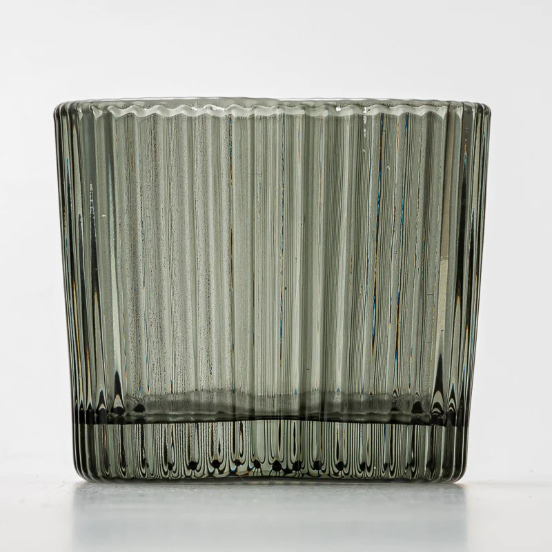 Heart Shape Stripe Design Glass Vessel Candle Jars for Wholesaling 