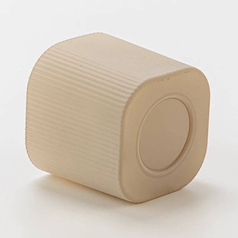 Wholesale Stripe Candle Glass Jar Ribbed Aromatherapy Candle Vessels for home Decor