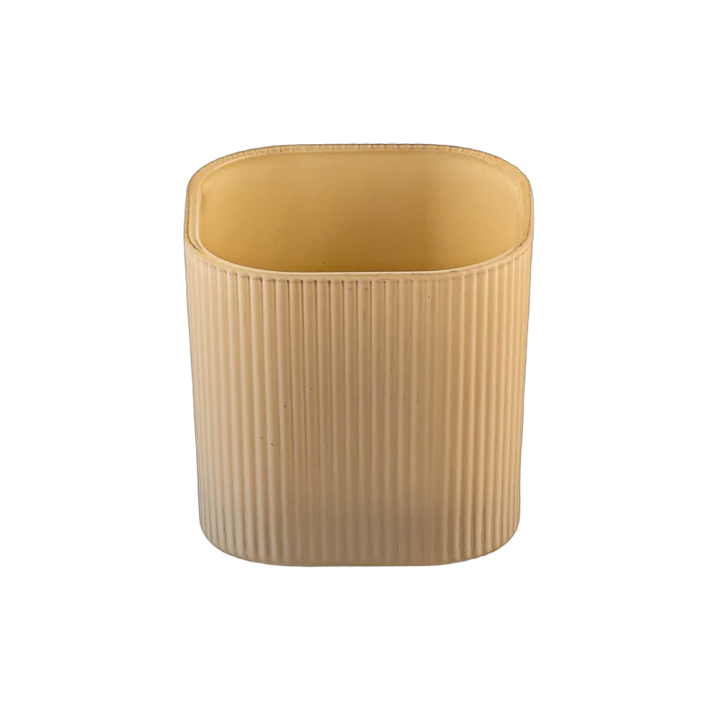 Wholesale Stripe Candle Glass Jar Ribbed Aromatherapy Candle Vessels for home Decor