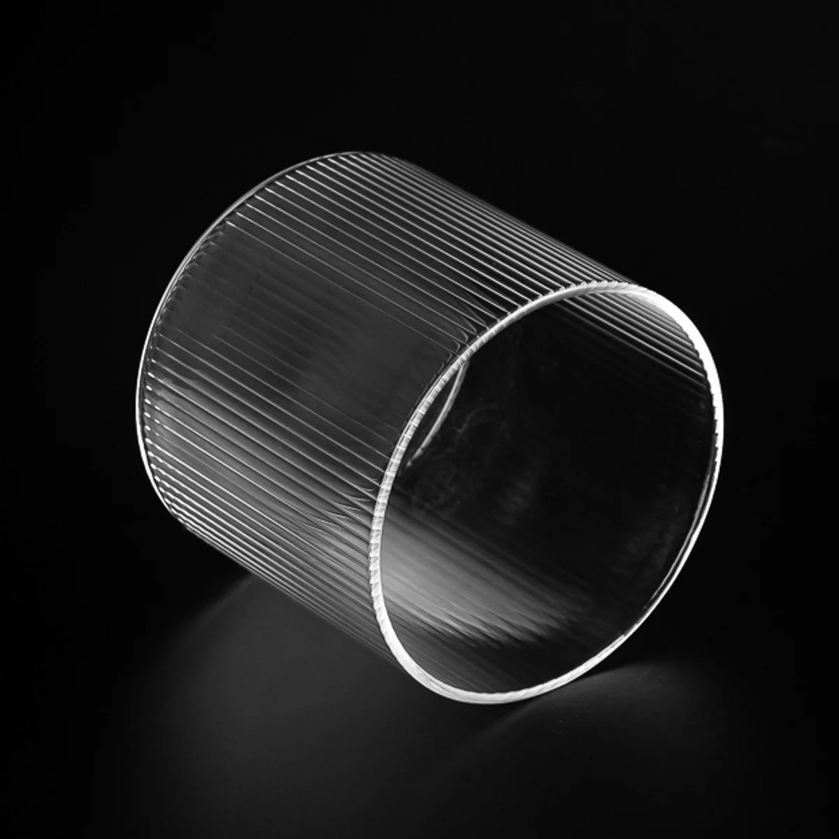 10oz 12oz pruhovaná průhledná dóza z borosilikátového skla s víkem