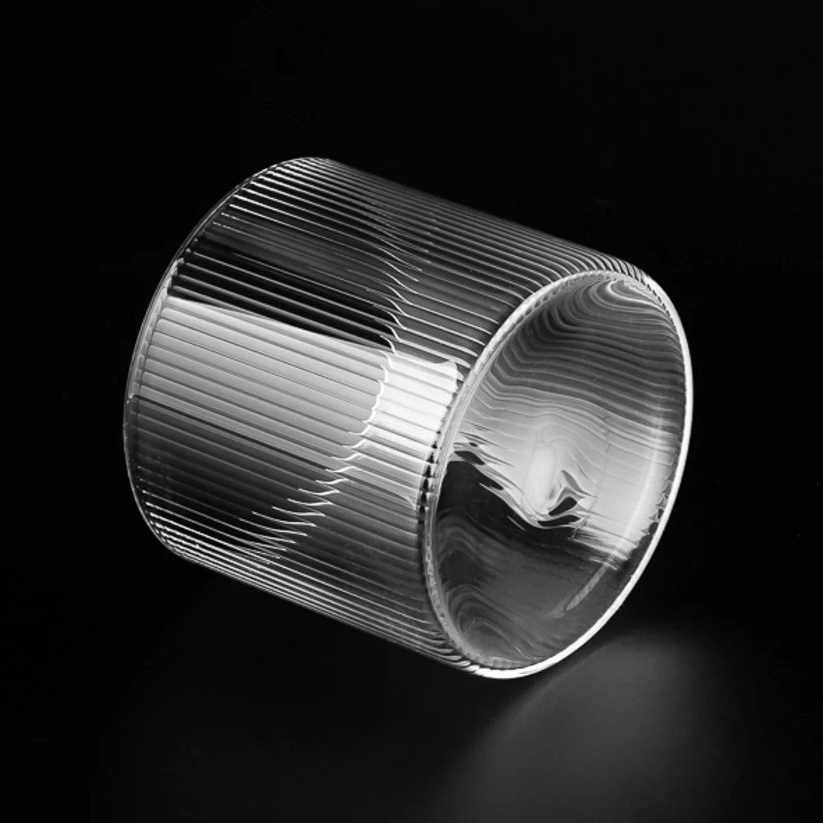 10oz 12oz pruhovaná průhledná dóza z borosilikátového skla s víkem