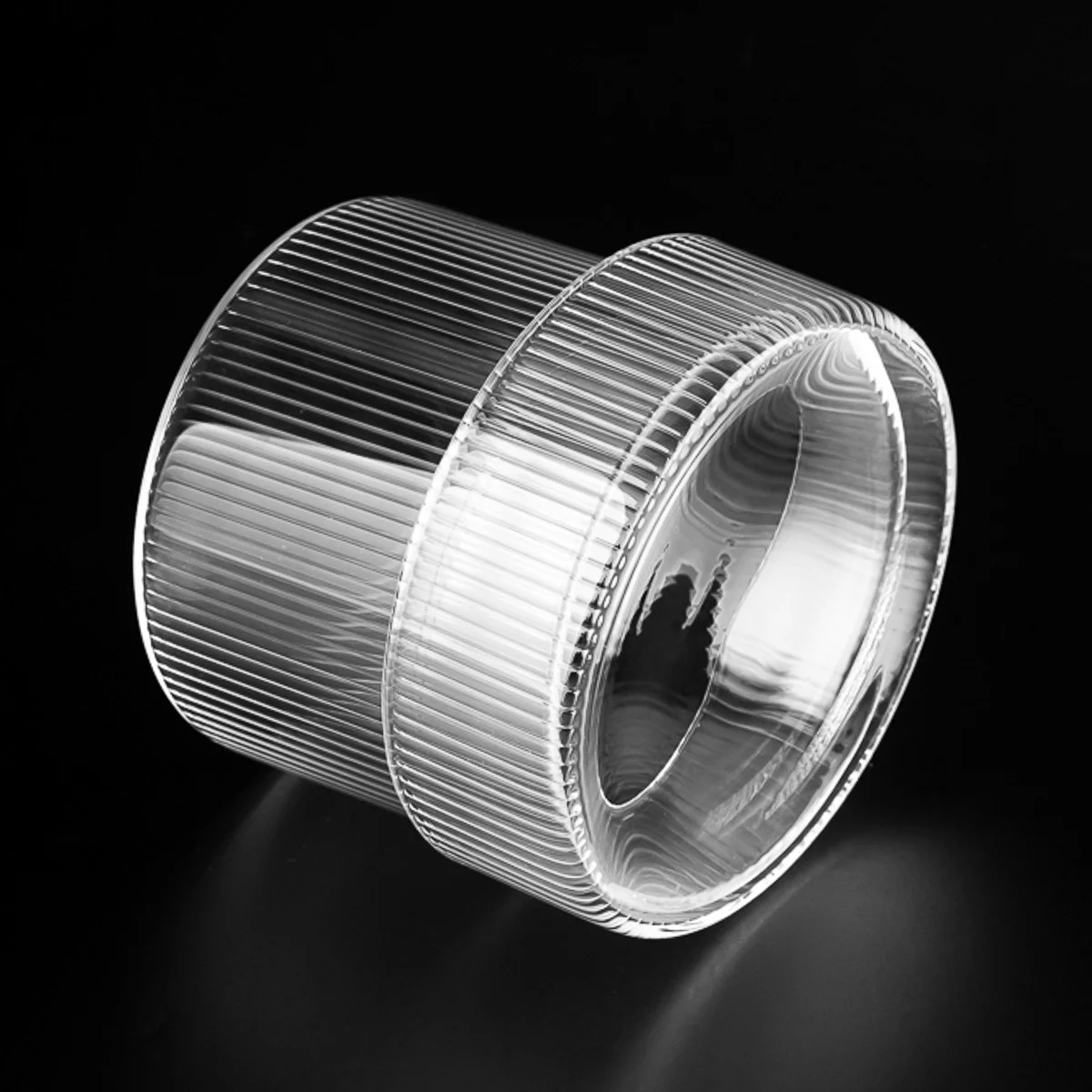 10oz 12oz pruhovaná průhledná dóza z borosilikátového skla s víkem