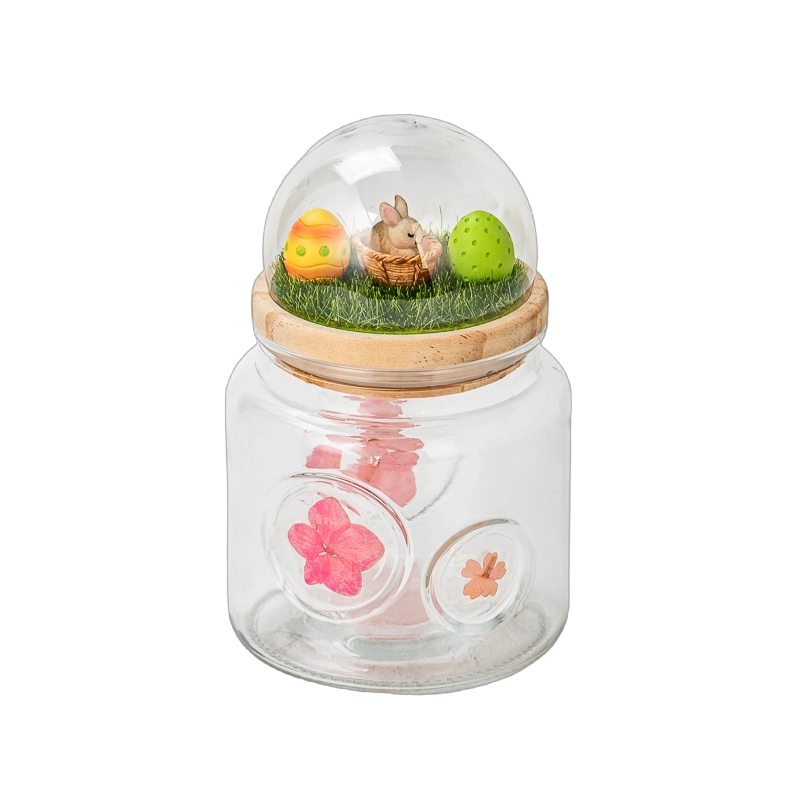 Nydelig vakker glasskrukke for stearinlys. Blomstermønster Glass stearinlyskrukke til hjemmedekorasjon