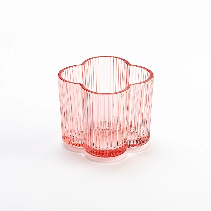 pink flower glass candle holder