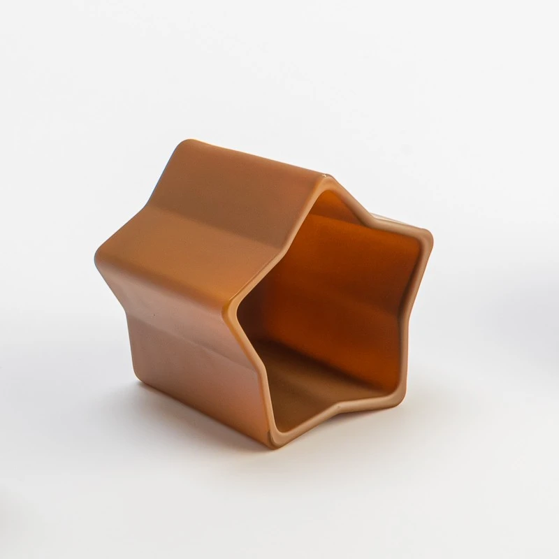 Star Shape Matte Brown 140ml Glass Candle Jar for Scented Candle