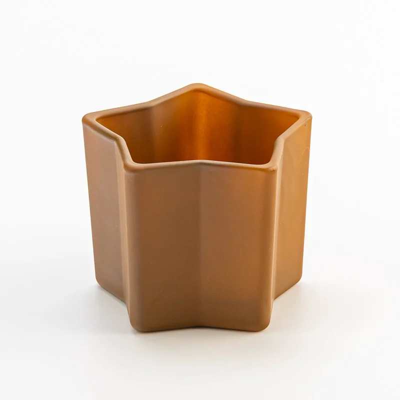Star Shape Matte Brown 140ml Glass Candle Jar for Scented Candle