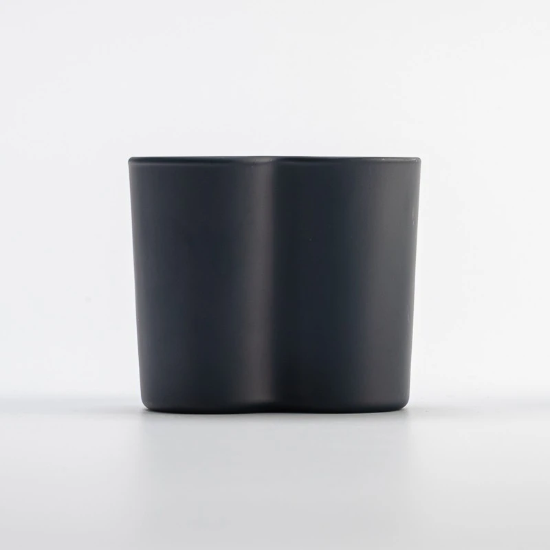 Elegant Heart Shape Glass Matte Navy Blue Candle Jar for Home Decor