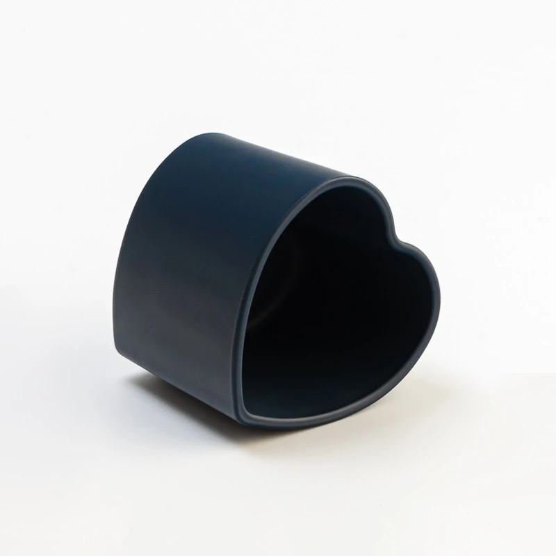 Elegant Heart Shape Glass Matte Navy Blue Candle Jar for Home Decor