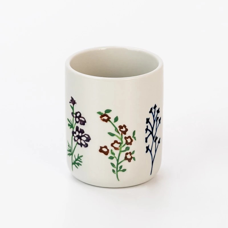 holiday flower artwork ceramic candle jar